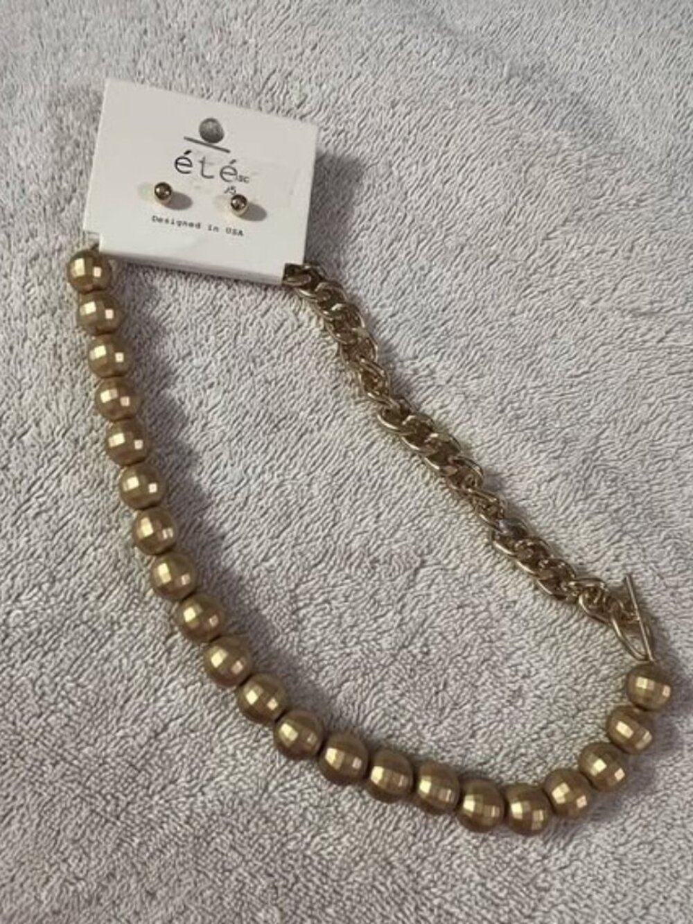 Ete - Gold Tone Necklace and Earring Set